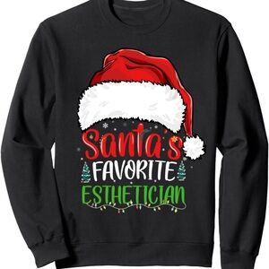 Festive Black Crewneck Sweater with Santa Design